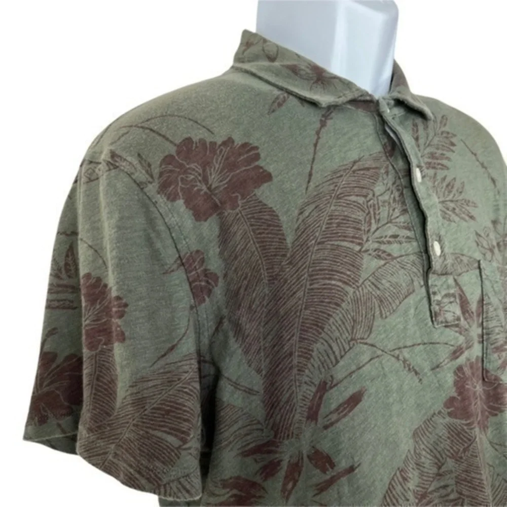 J.Crew Men Top Shirt Pullover Green floral Sz M